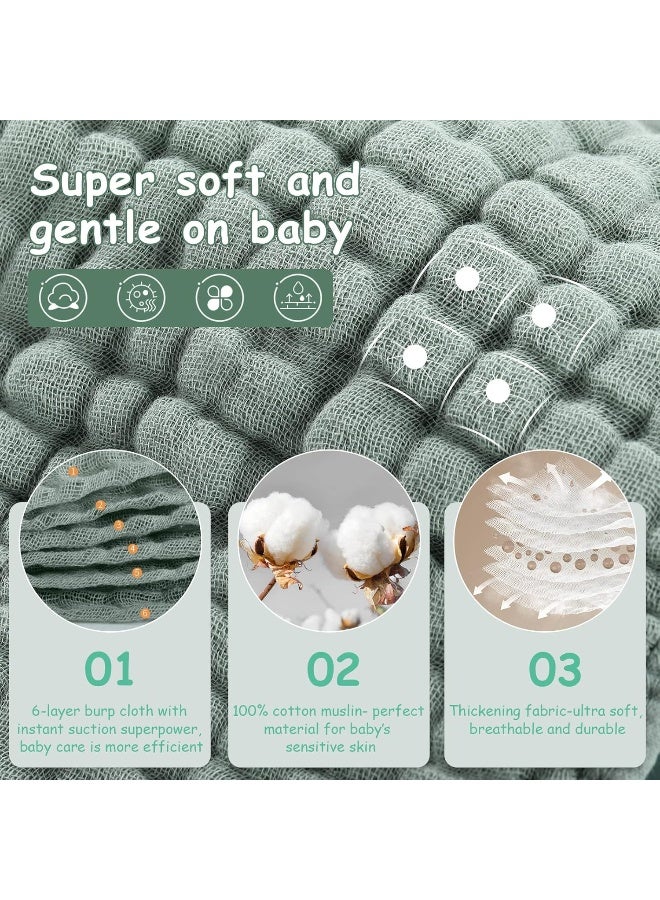 Looxii Muslin Burp Cloths 100% Cotton Muslin Cloths Large 20''x10'' Extra Soft and Absorbent 6 Pack Baby Burping Cloth for Boys and Girls(Multicolor) - Image 2