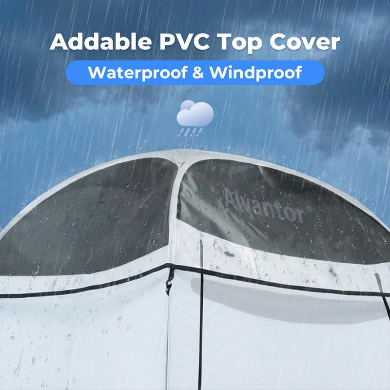 AlvantorÂ® Shower Tent Pop Up Changing Room Outdoor Shower Enclosure Pop Up Privacy Shelter Toilet Tent Camping Dressing Portable Shelter Teflon Coating Fabric 4â€™x4â€™x7' Patent Pending, White - Image 5
