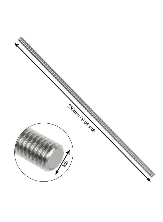 ZOEYES 10Pcs M8 x 250mm 304 Stainless Steel Fully Threaded Rods, Threaded Rods Bar Studs, Right Hand Thread Long Threaded Screw, M8-1.25 Thread Pitch, Fits for Anchor Bolts, Hangers, U-Bolts (Silver) - Image 2