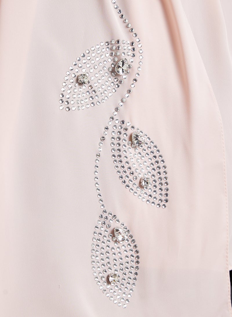 Khizana Leaf Detail Diamante Long Hijab Scarf - Image 4