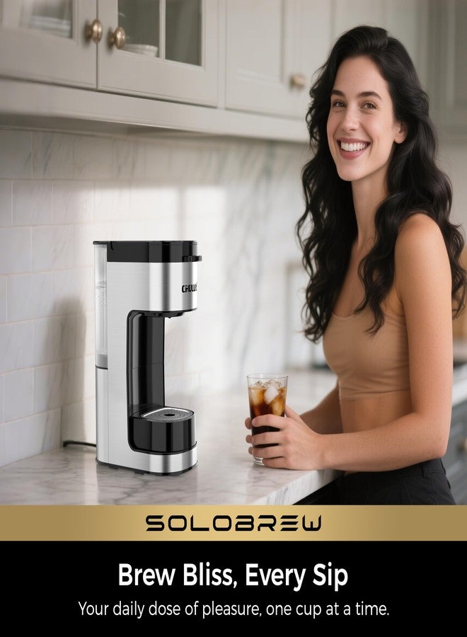 CHULUX SoloBrew Single Serve Coffee Maker, for K Cup and Ground, 3 Brew Sizes with Strong Button & Over Ice Feature, 14oz Removable Reservoir, for Home, Travel, RV, Office and Dorm - Image 5
