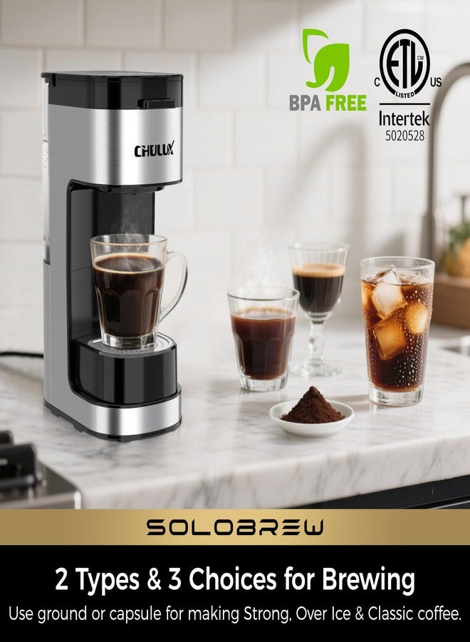 CHULUX SoloBrew Single Serve Coffee Maker, for K Cup and Ground, 3 Brew Sizes with Strong Button & Over Ice Feature, 14oz Removable Reservoir, for Home, Travel, RV, Office and Dorm - Image 2