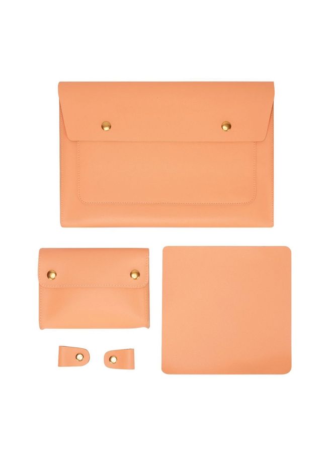 S178 3 In 1 Leather Waterproof Laptop Liner Bag, Size: 14 inches(Honeydet Oranges)