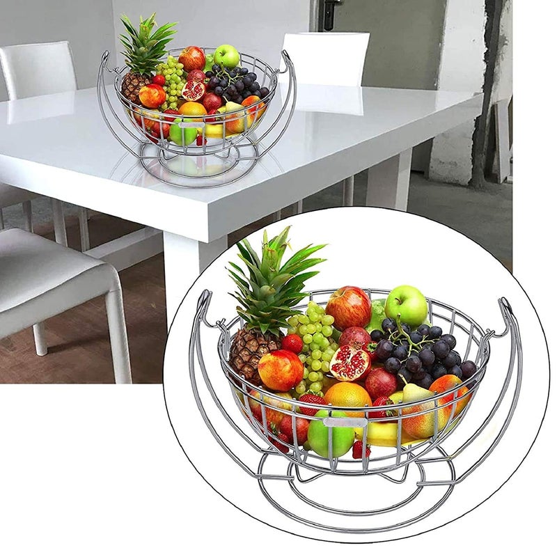 Aibrisk Stainless Steel Round Shaped Fruits and Vegetables Swinging Basket for Kitchen Dining Table Size10x 8 x 7 Inch - Image 5