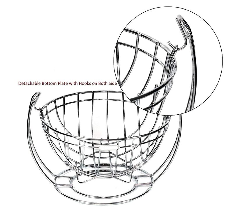 Aibrisk Stainless Steel Round Shaped Fruits and Vegetables Swinging Basket for Kitchen Dining Table Size10x 8 x 7 Inch - Image 3
