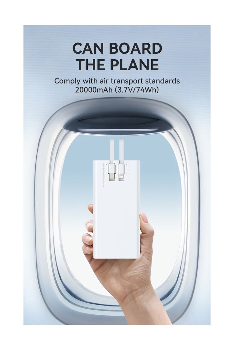 Bwoo Super Ultra Fast Power Bank, 20000mAh 22.5W Fast Charge Power Bank with built-in Cables, Fast Charging Power Bank  for Samsung, Iphone, Samsung, Vivo, Honor, One Plus Etc