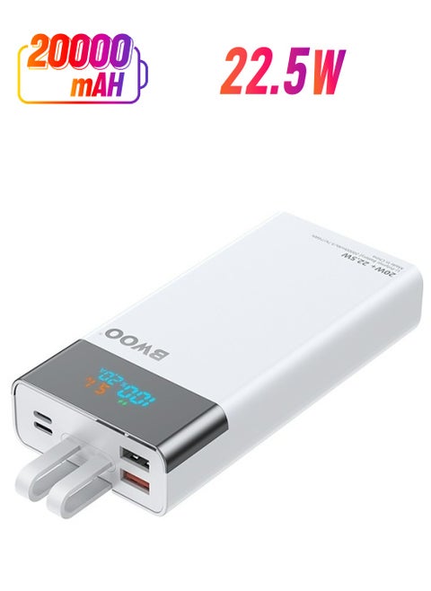 Bwoo Super Ultra Fast Power Bank, 20000mAh 22.5W Fast Charge Power Bank with built-in Cables, Fast Charging Power Bank  for Samsung, Iphone, Samsung, Vivo, Honor, One Plus Etc