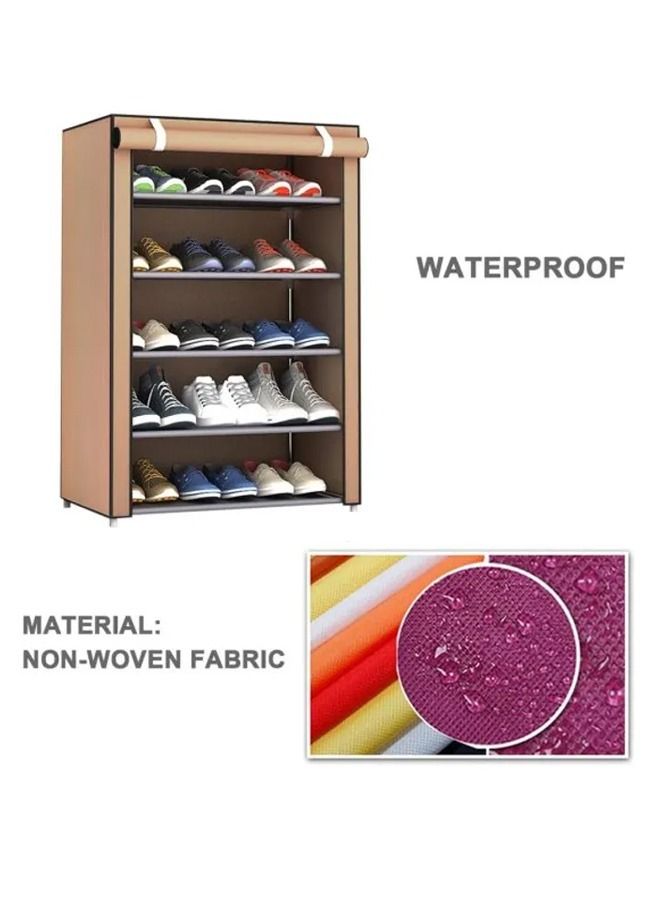 AGD 5-Layer Shoe Rack Brown 60x30x90cm - Image 3