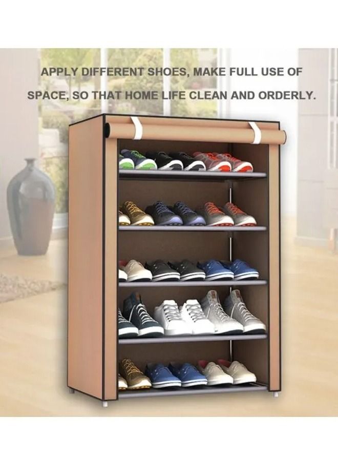 AGD 5-Layer Shoe Rack Brown 60x30x90cm - Image 2