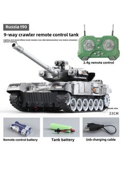 Remote Control Tank Can Be Fired Simulation Battle Tiger Armored Vehicle Crawler Model Children Boy Toys-Color:9-way T90 ]-Proportion:3 Sets Of Batteries