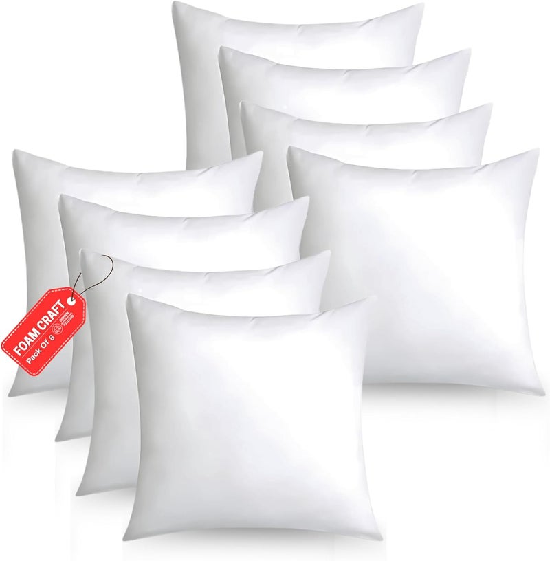 FOAM CRAFT® Soft Cushion Fillers with Breathable Microfiber Filling - Set of 8 Cushion Inner Pads (20" X 20") - Image 1