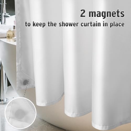 Titanker Waterproof Fabric Shower Curtain Liner Washable, Cloth Shower Liner with Magnets, White Shower Liner Soft Fabric, Lightweight Shower Curtain Liner, 70x72 Inches - Image 4