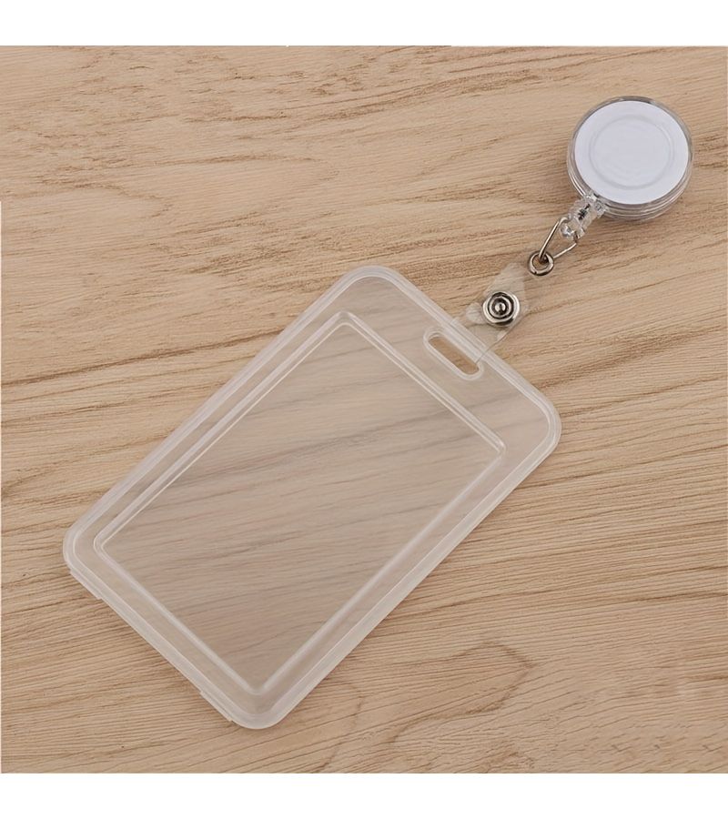 4 Pack Clear Retractable ID Badge Card Holder Set in Transparent White And Transparent Pink Durable Protective Case For Key Card Pass - Image 4