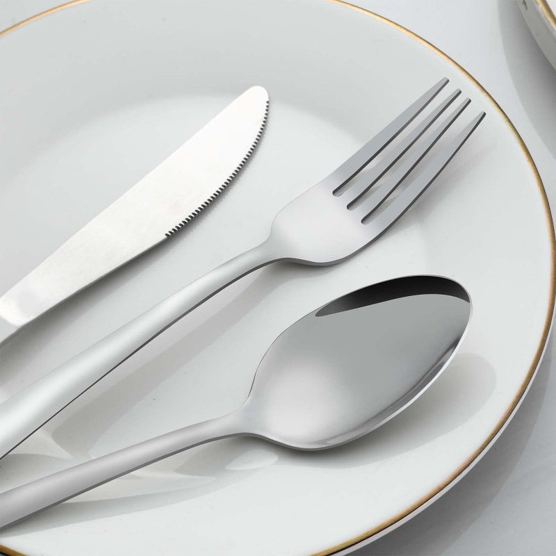 Gymdin 24 Pieces Spoons And Forks Set Food Grade Stainless Steel Flatware Cutlery Set Silverware Forks And Tablespoon For Home Kitchen And Restaurant Mirror Polished Dishwasher Safe - Image 3
