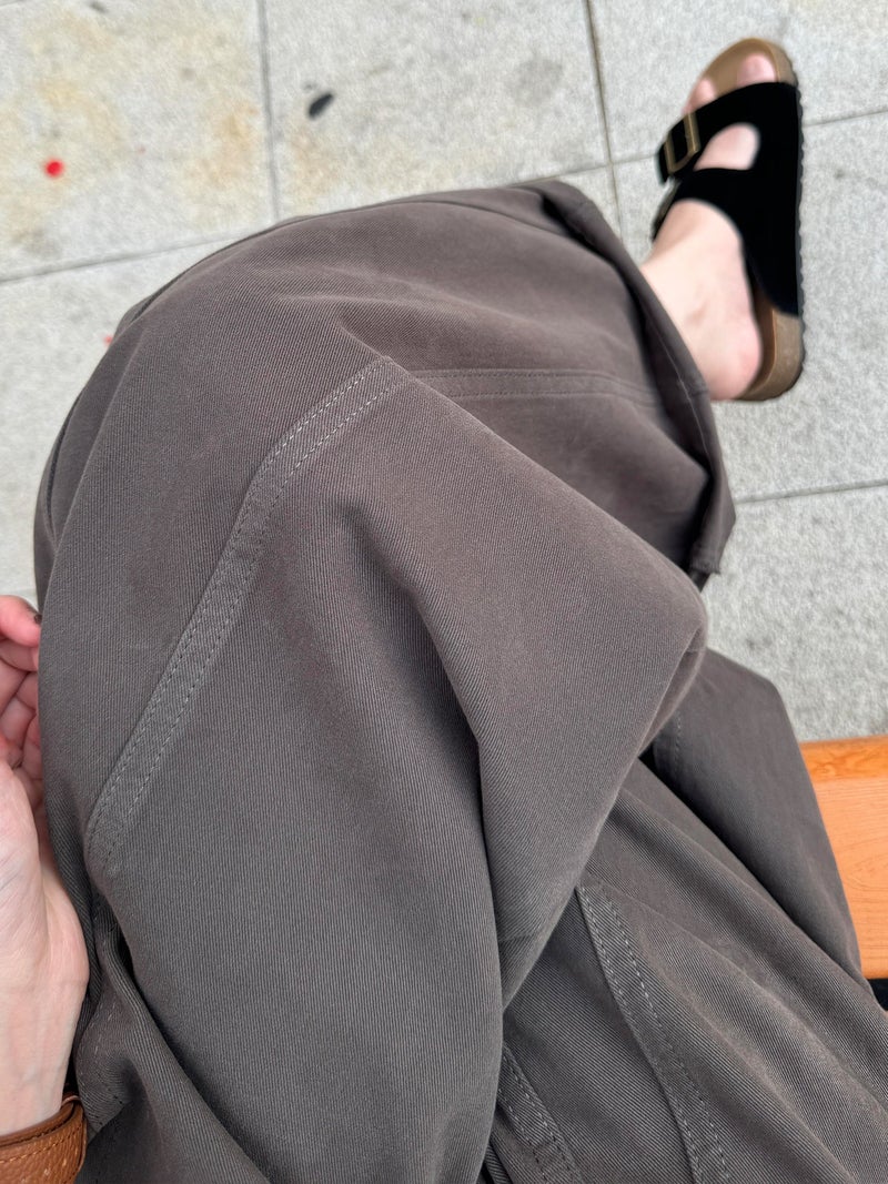 Xiao Chu Yan بنطلون واسع الساق بلون القهوة للنساء - بنطلون صيفي رقيق فضفاض كاجوال بخصر عالي وتأثير بالون - Image 5