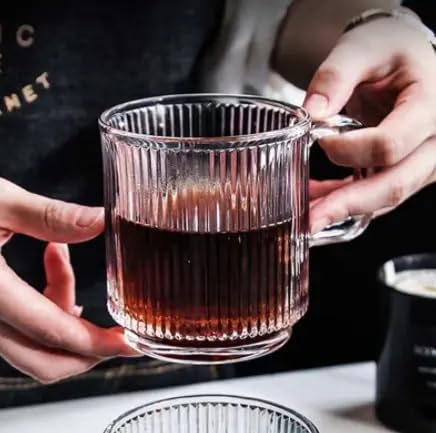 WRINGO 350 ML Coffee Mugs Footed with Handle and Colored Glass Straws Tea Cup Drinkware for Beer,Juice,Beverages,Glass Cappuccino Mugs, Clear Glass Latte Cups (Irish Coffee Mug 300 ML, 4) - Image 4