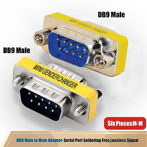 Warmstor 6-Pack 9Pin RS232 Serial Cable DB9 Male to Male Mini Gender Changer Adapter Coupler Connector - Image 2