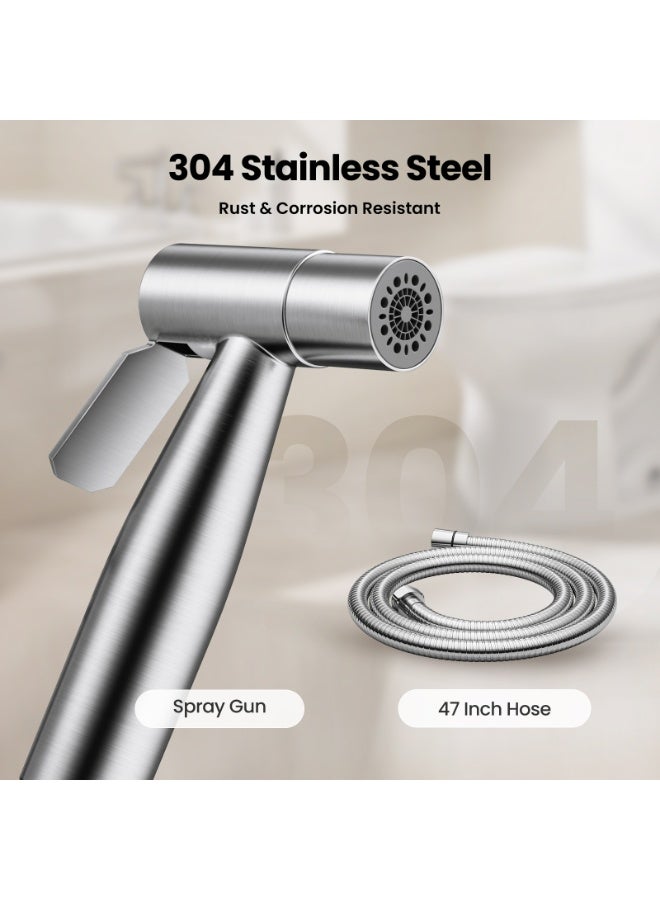 Jomoo Bidet Shattaf Sprayer Set for Toilet, Stainless Steel Handheld Bidet Spray Kit, Adjustable Water Pressure Muslim Shower, Cloth Diaper Washer Toilet Shattaf, Rust-Proof Bidet Hose and Holder Included - Image 4