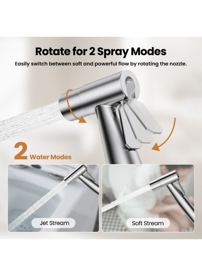 Jomoo Bidet Shattaf Sprayer Set for Toilet, Stainless Steel Handheld Bidet Spray Kit, Adjustable Water Pressure Muslim Shower, Cloth Diaper Washer Toilet Shattaf, Rust-Proof Bidet Hose and Holder Included - Image 2