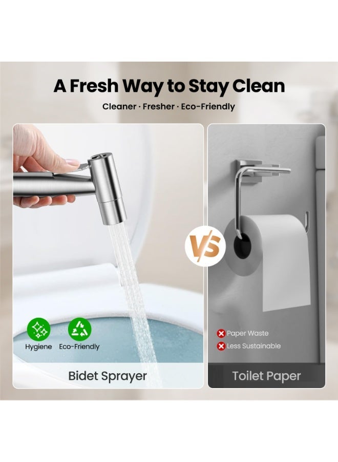 Jomoo Bidet Shattaf Sprayer Set for Toilet, Stainless Steel Handheld Bidet Spray Kit, Adjustable Water Pressure Muslim Shower, Cloth Diaper Washer Toilet Shattaf, Rust-Proof Bidet Hose and Holder Included - Image 3