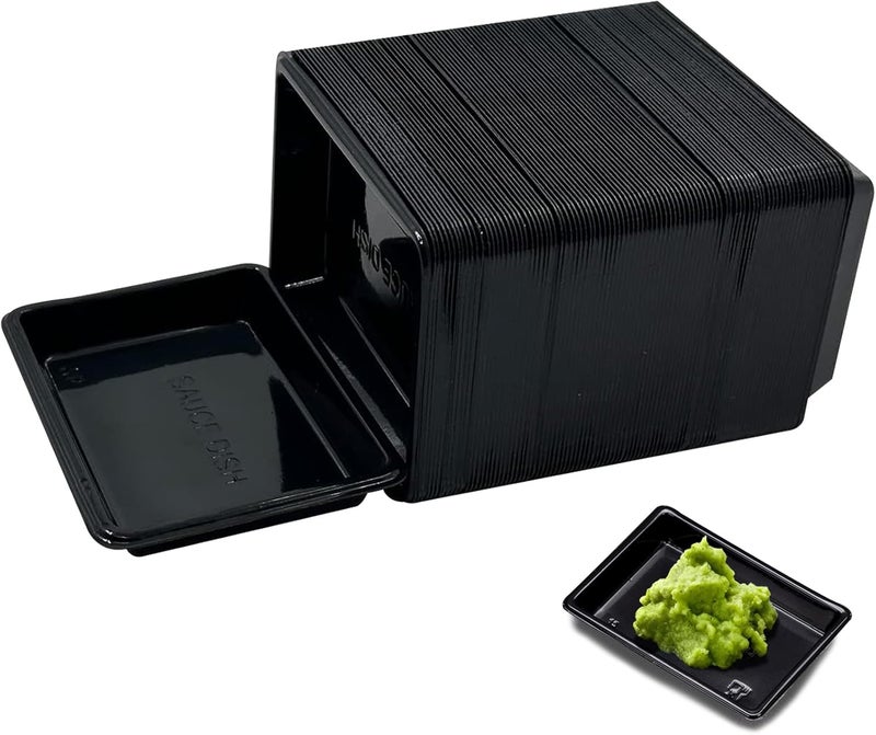 Xanadued 400 Pack Disposable Dipping Sauce Plates Plastic Disposable Sauce Dishes Disposable Sushi Plates and Soy Sauce Bowls Sauce Tray for BBQ Home Restaurant Supplies Black - Image 1