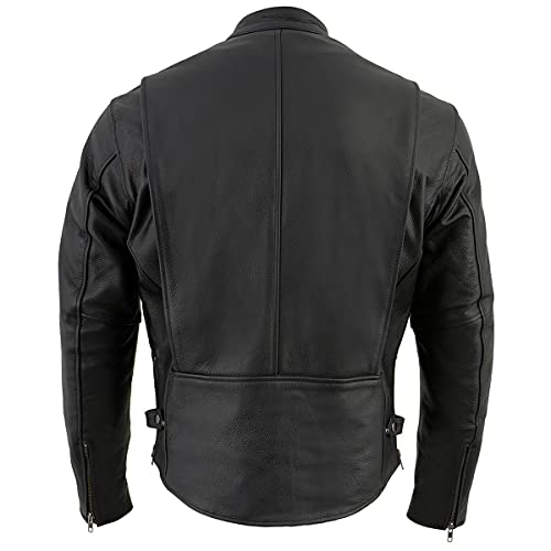 Milwaukee Leather جاكيت دراجة نارية جلد ميلووكي LKM1710 للرجال باللون الأسود بتصميم كلاسيكي على شكل سكوتر مع بطانة حرارية قابلة للإزالة - صغير - Image 2