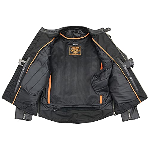 Milwaukee Leather جاكيت دراجة نارية جلد ميلووكي LKM1710 للرجال باللون الأسود بتصميم كلاسيكي على شكل سكوتر مع بطانة حرارية قابلة للإزالة - صغير - Image 4