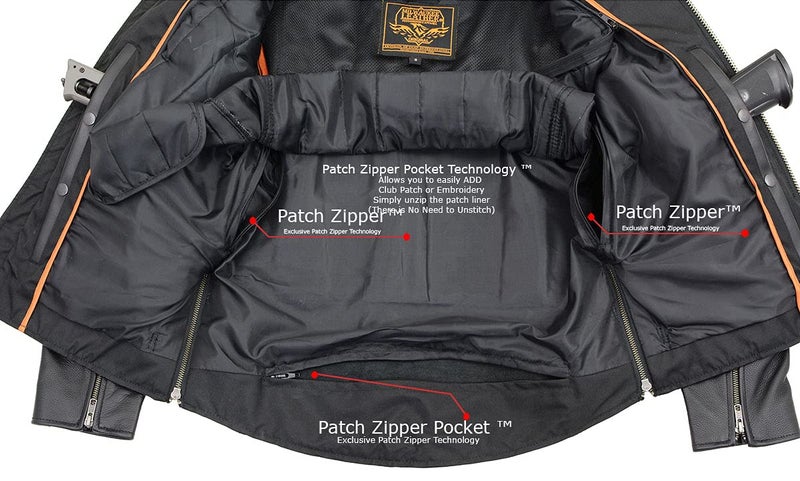 Milwaukee Leather جاكيت دراجة نارية جلد ميلووكي LKM1710 للرجال باللون الأسود بتصميم كلاسيكي على شكل سكوتر مع بطانة حرارية قابلة للإزالة - صغير - Image 5