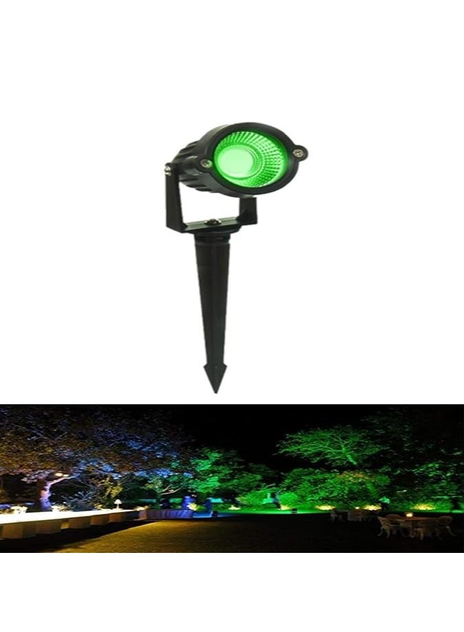 ESNCO ضوء LED خارجي للمناظر الطبيعية 7 واط ضوء حديقة مقاوم للماء كشاف LED مع قاعدة مدببة لحديقة العشب (أخضر) - Image 1