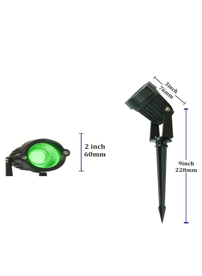 ESNCO ضوء LED خارجي للمناظر الطبيعية 7 واط ضوء حديقة مقاوم للماء كشاف LED مع قاعدة مدببة لحديقة العشب (أخضر) - Image 2