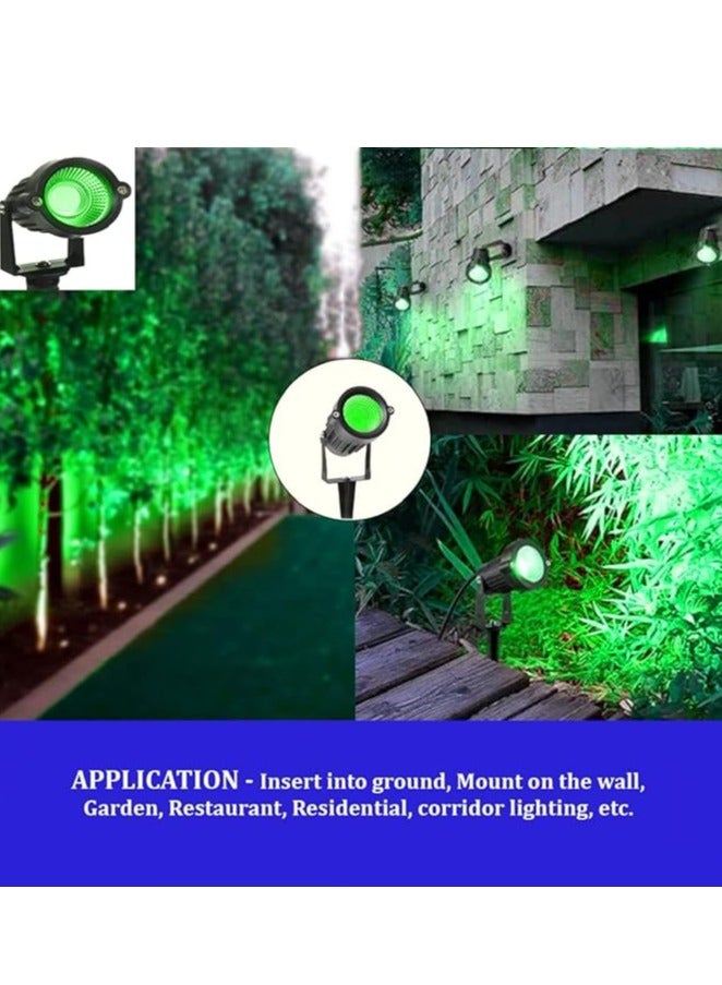 ESNCO ضوء LED خارجي للمناظر الطبيعية 7 واط ضوء حديقة مقاوم للماء كشاف LED مع قاعدة مدببة لحديقة العشب (أخضر) - Image 3