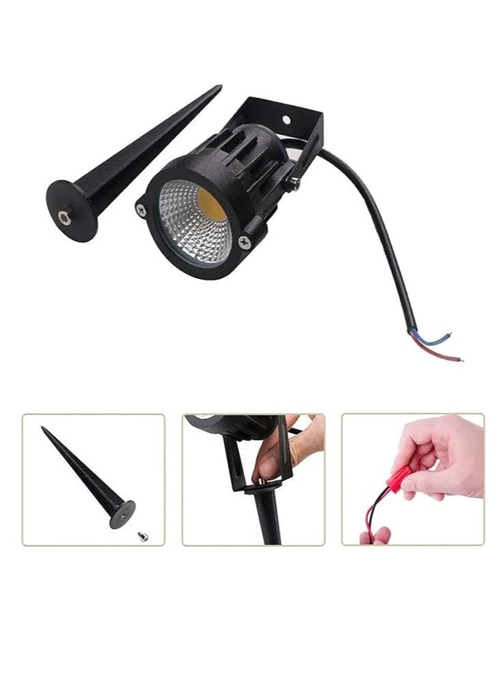 ESNCO ضوء LED خارجي للمناظر الطبيعية 7 واط ضوء حديقة مقاوم للماء كشاف LED مع قاعدة مدببة لحديقة العشب (أخضر) - Image 4