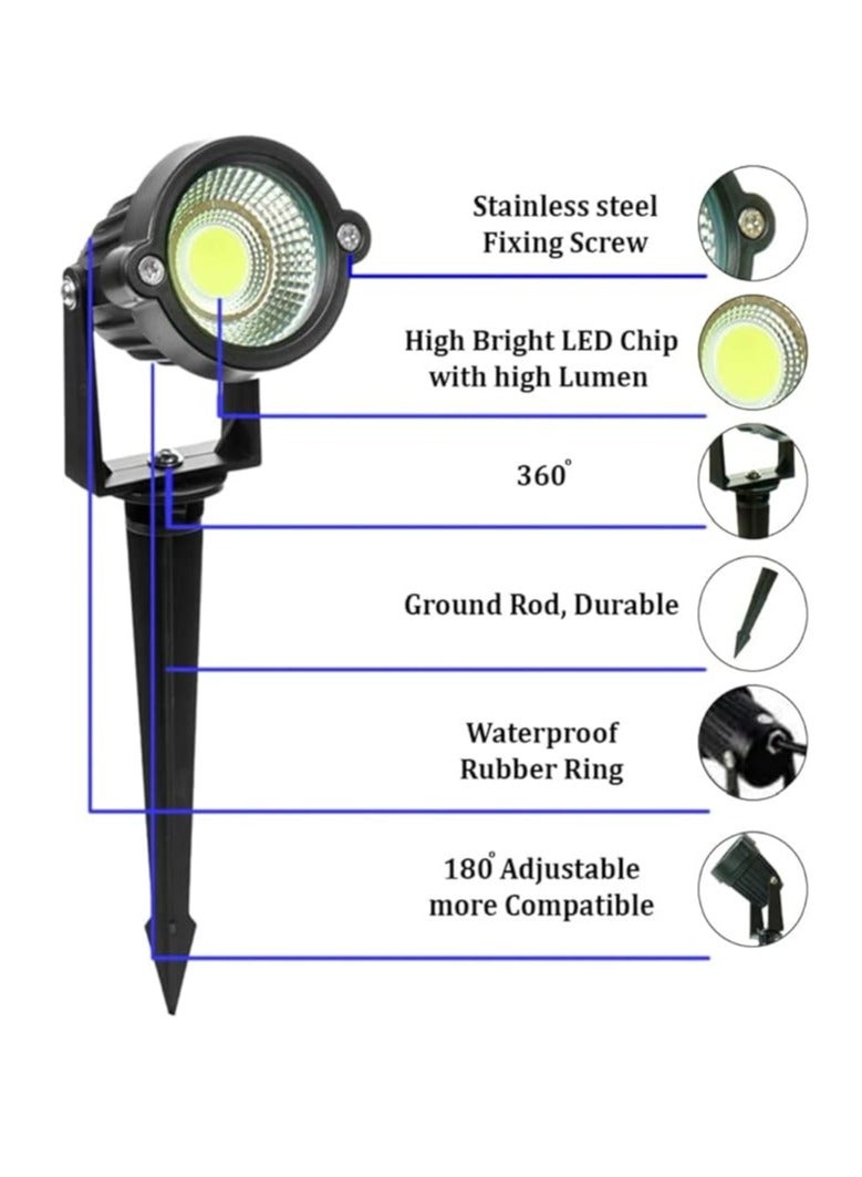 ESNCO ضوء LED خارجي للمناظر الطبيعية 7 واط ضوء حديقة مقاوم للماء كشاف LED مع قاعدة مدببة لحديقة العشب (أخضر) - Image 5
