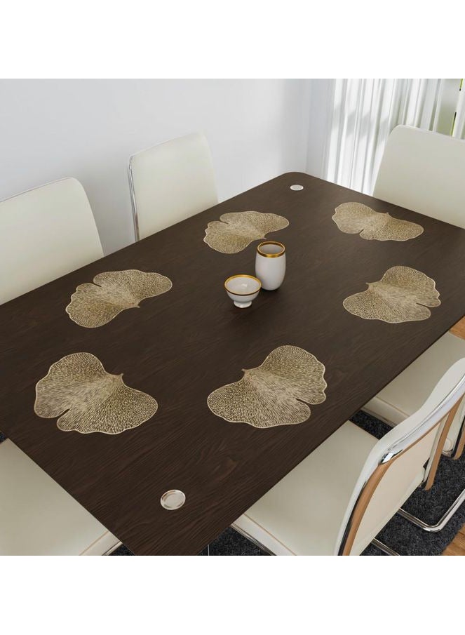 طقم مفارش طاولة طعام على شكل فراشة مكون من قطعتين باللون الذهبي - Image 3