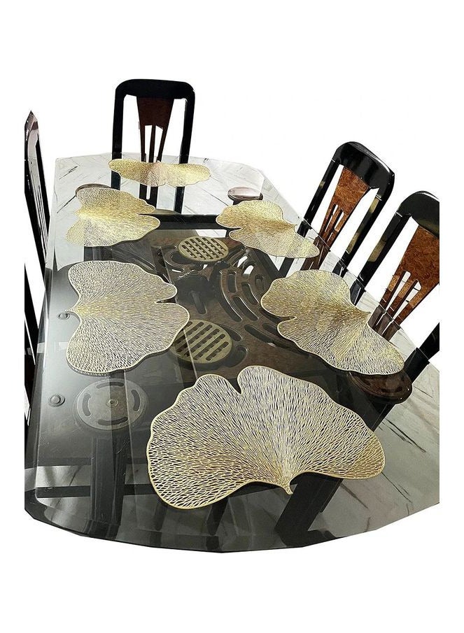 طقم مفارش طاولة طعام على شكل فراشة مكون من قطعتين باللون الذهبي - Image 4