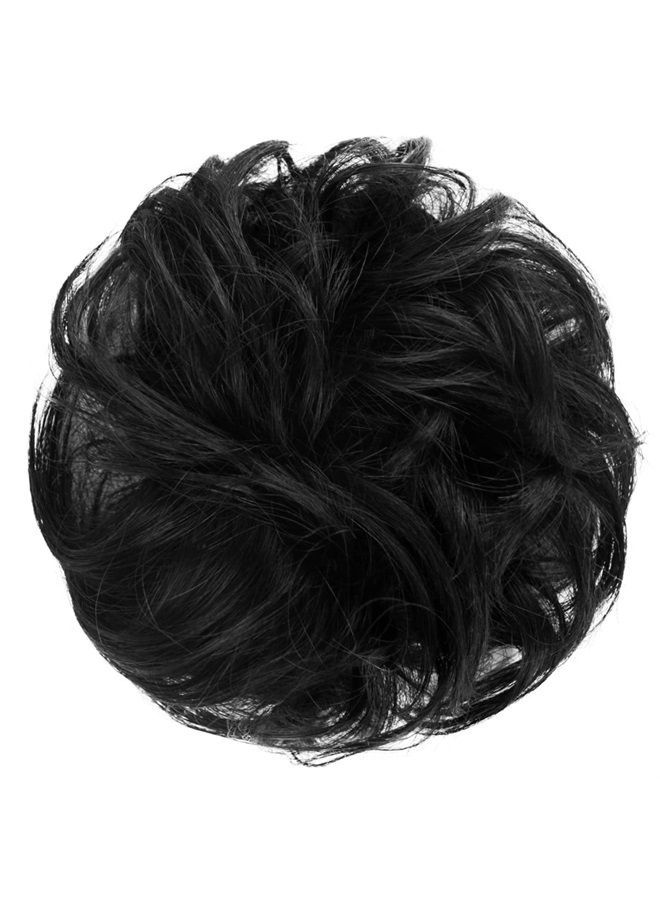 FESHFEN Human Hair Messy Buns, 100% Human Hair Bun Hair Piece Real Hair Extension Wavy Curly Hair Scrunchies Tousled Updo Chignon Hairpieces for Women Girls, Black - Image 2