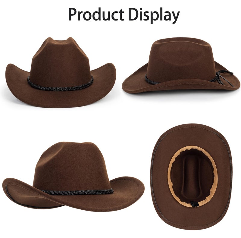 XuoAz Western Cowboy Hat for Men Women Classic Roll Up Fedora Hat with Buckle Belt(Size:S-M) - Image 4