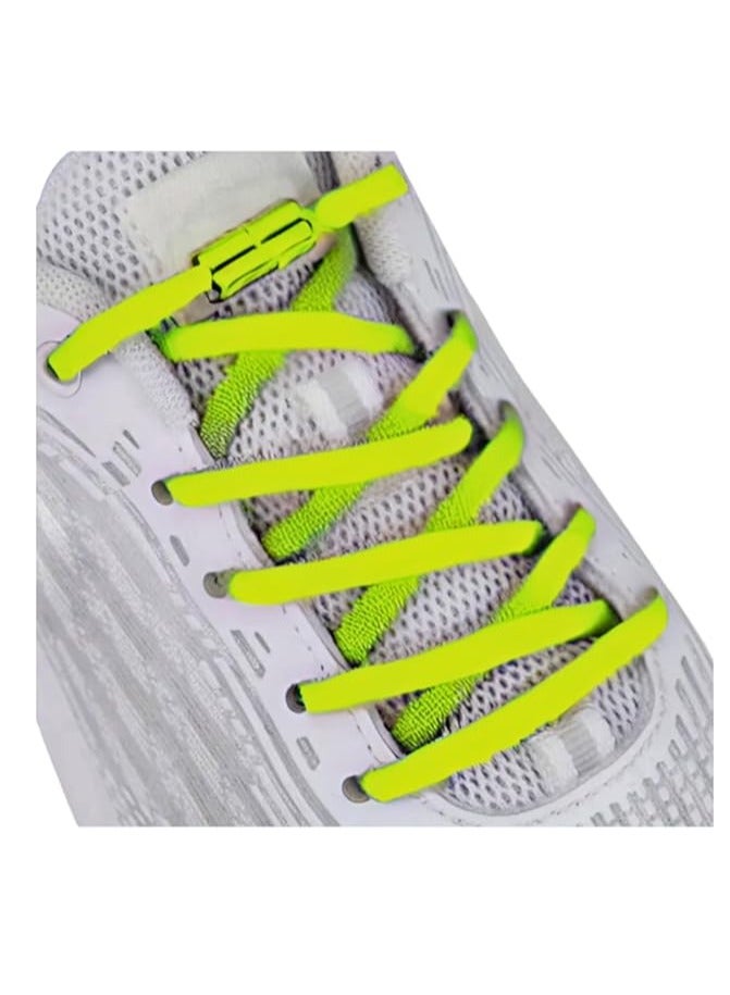 زوج من أربطة الأحذية المرنة بدون ربط مع فك سريع - أربطة حذاء مطاطية قابلة للتمدد مع قفل من الدانتيل للأحذية اليومية للبالغين والأطفال لون اصفر - Image 1
