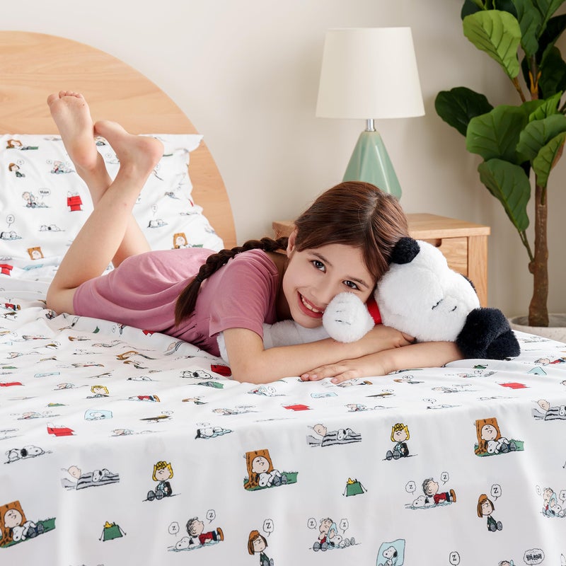 Berkshire Blanket Berkshire Blanket Peanuts Kids Sheet Set  Twin Size - 3 Pieces  Peanuts Sleeping Colorized Sheet Scale White  Cute Character Snoopy Printed Soft Microfiber Bed Sheets  - Image 2