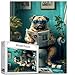 Aihonmin Pug with Sunglasses 1000 Piece Jigsaw Puzzles for Adults Animals Going Toilet Puzzles Interesting Puzzle Challenging Family Activity Games Colorful DIY Craft Puzzle for Home Decor Gifts 2720 Inches - Image 2