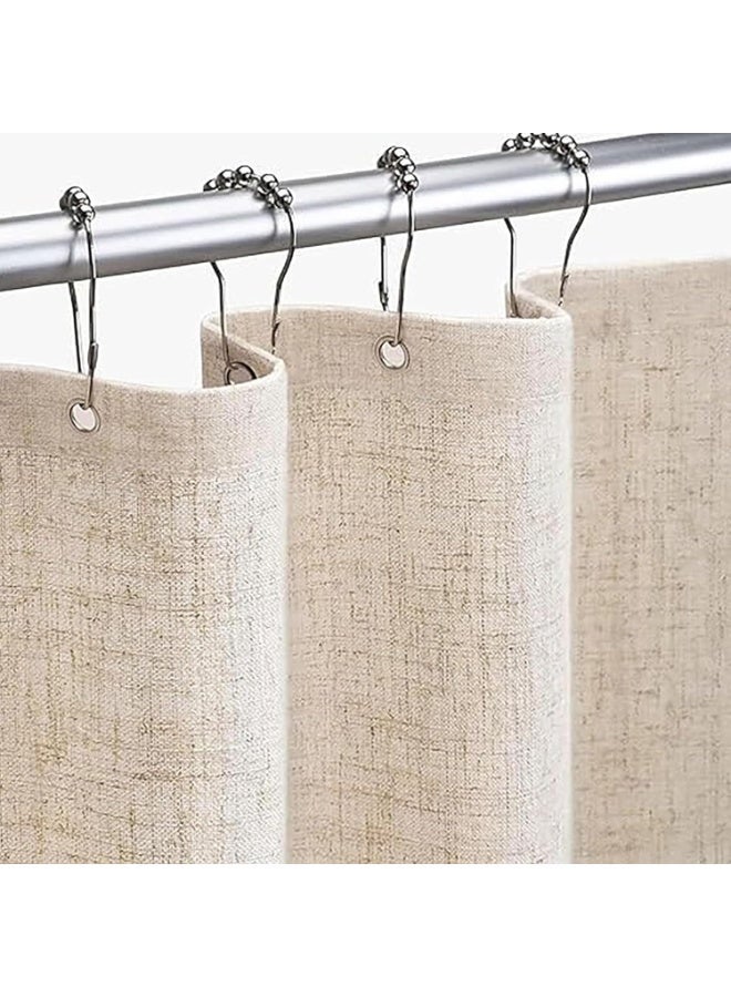 4 Pack Natural Linen Blend Shower Curtain 70x70 Inch 230GSM Heavy Duty Water Resistant Machine Washable Bathroom Curtain - Image 1