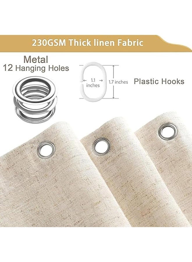 4 Pack Natural Linen Blend Shower Curtain 70x70 Inch 230GSM Heavy Duty Water Resistant Machine Washable Bathroom Curtain - Image 4