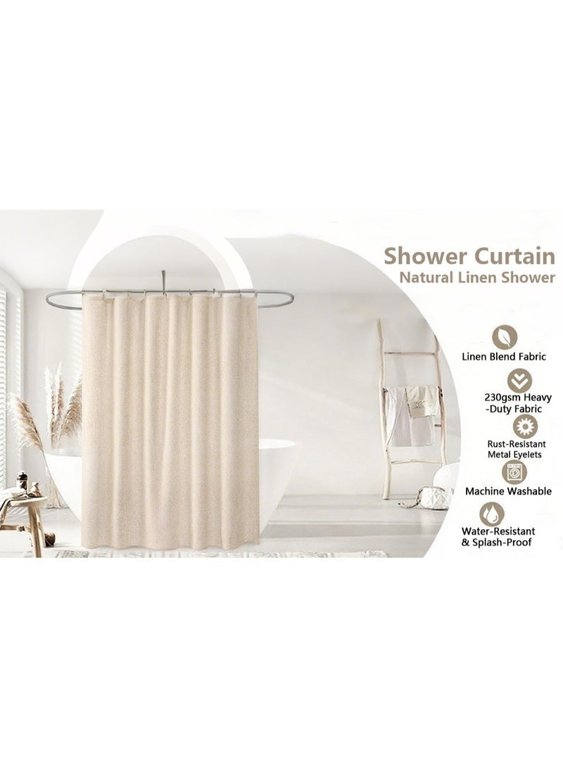4 Pack Natural Linen Blend Shower Curtain 70x70 Inch 230GSM Heavy Duty Water Resistant Machine Washable Bathroom Curtain - Image 3