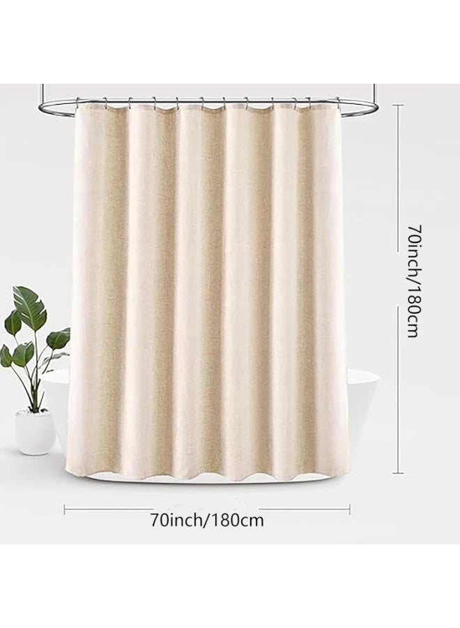 4 Pack Natural Linen Blend Shower Curtain 70x70 Inch 230GSM Heavy Duty Water Resistant Machine Washable Bathroom Curtain - Image 2