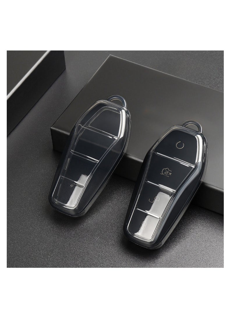 Key Shells 2 Pack Car Key Cover Compatible with BYD, Ultra-Thin Transparent Full Coverage, Original Look Protects Against Dust  Debris, Lightweight and Portable (black) - Image 1