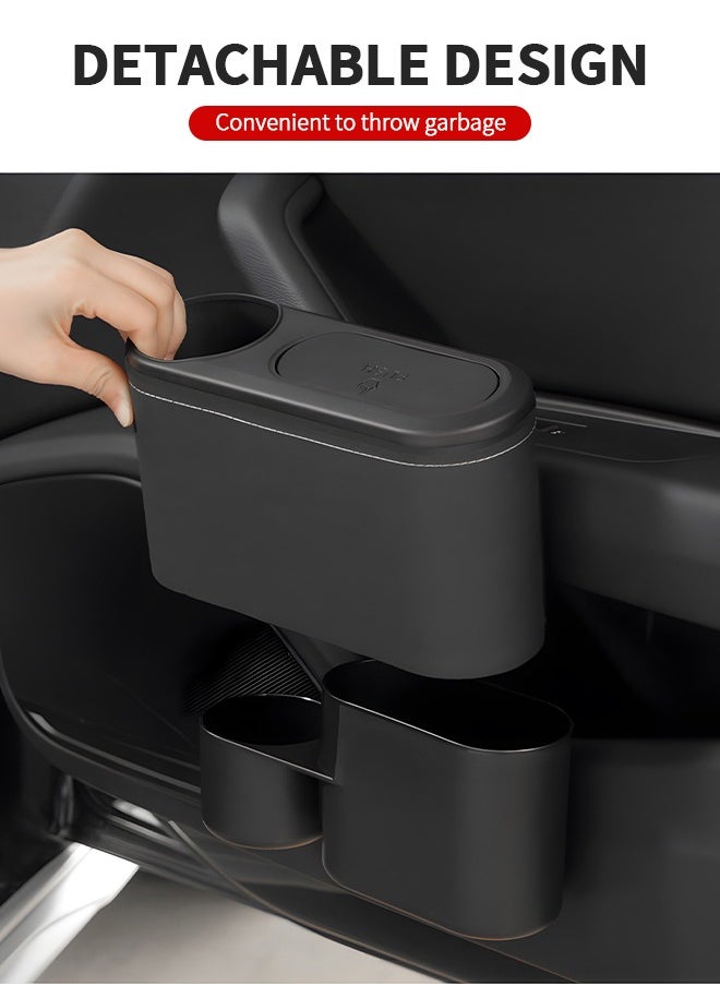 GROIC 2-In-1 Car Trash Can & Storage Box, Leakproof Trash Bin Practical Car Accessory for Interior Cleaness, Multifunctional Detachable Car Organizer and Storage Can  - Image 4