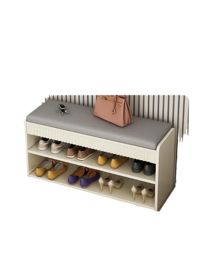 Milky White Shoe Rack 3-Tier Shoe Bench  for Entryway Living Room Bench Seat 80cm*24cm*42cm - Image 2