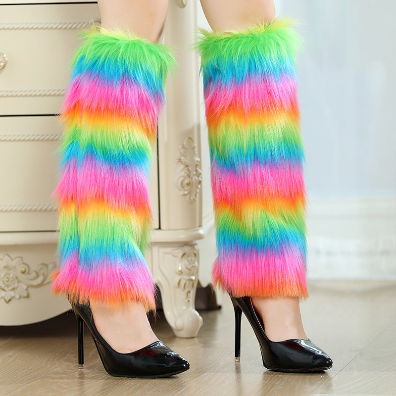 Christmas clothing Christmas holiday party furry foot cover long and short leg cover are available in stock wholesale Rainbow footmuffs