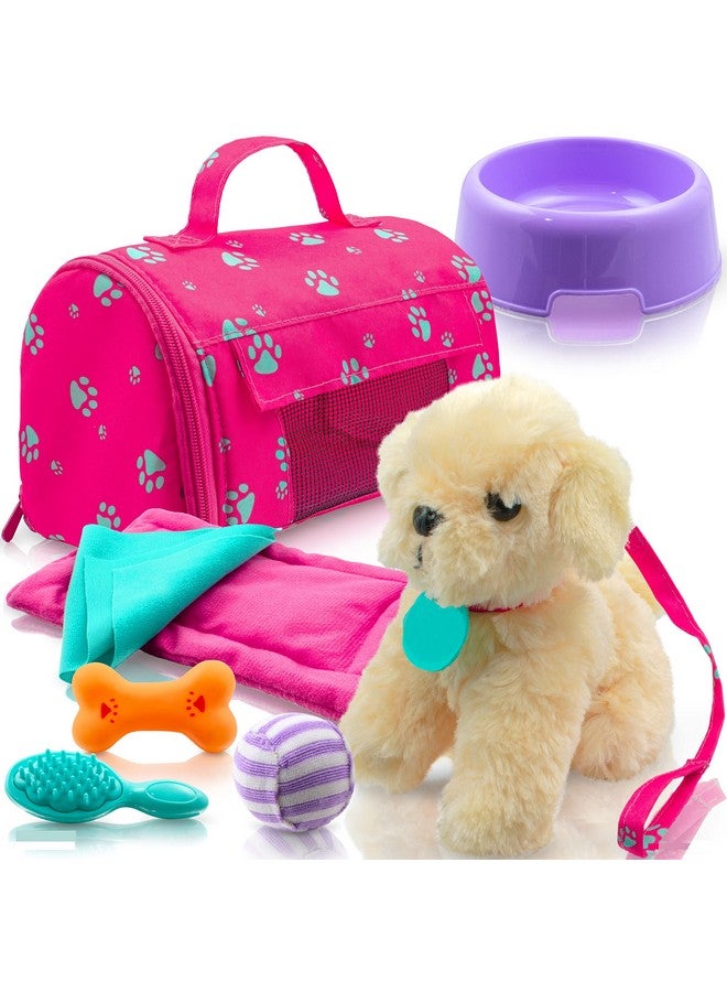 Play22 Plush Puppy Doll Set for Kids 9 PCS - Baby Doll Accessories - Doll Puppy Set - 4 Year Old Girl Birthday Gifts, Little Girl Toys, Sized for 18" Dolls, Multicolor - Image 1