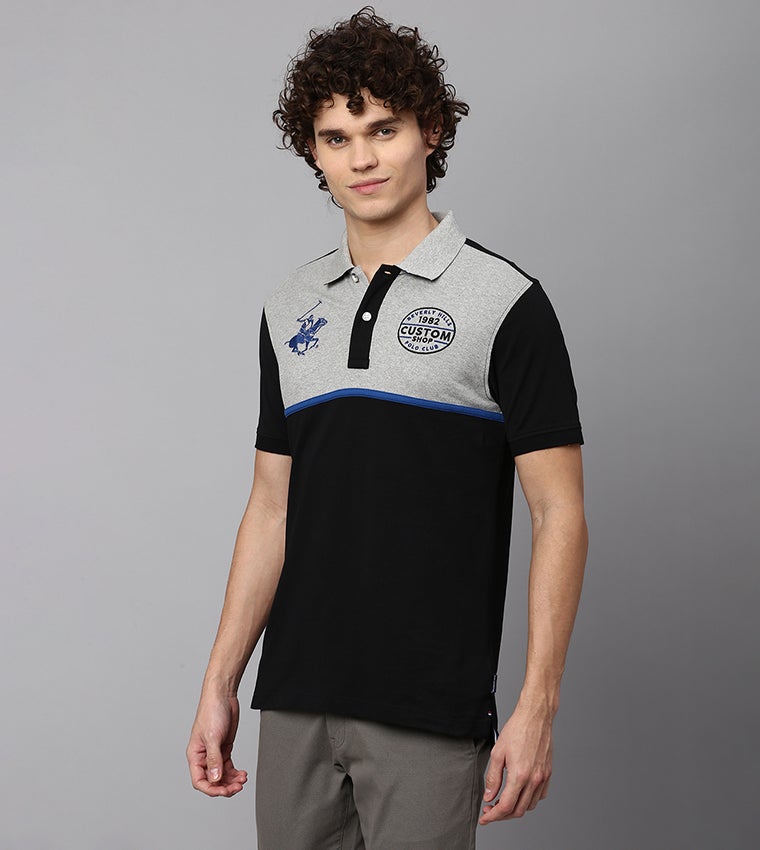 Beverly Hills Polo Club Black Regular Fit Cotton Polo T-Shirt - Image 2